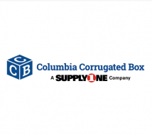 block with three faces turned towed the front, each with one letter on it. the letters are "CCB." The rest of the logo reads "Columbia Corrugated Box, A SupplyOne Company"